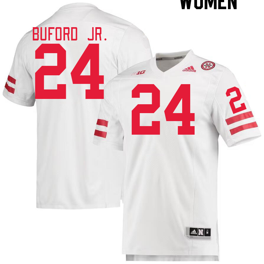 Women #24 Marques Buford Jr. Nebraska Cornhuskers College Football Jerseys Stitched Sale-White - Click Image to Close